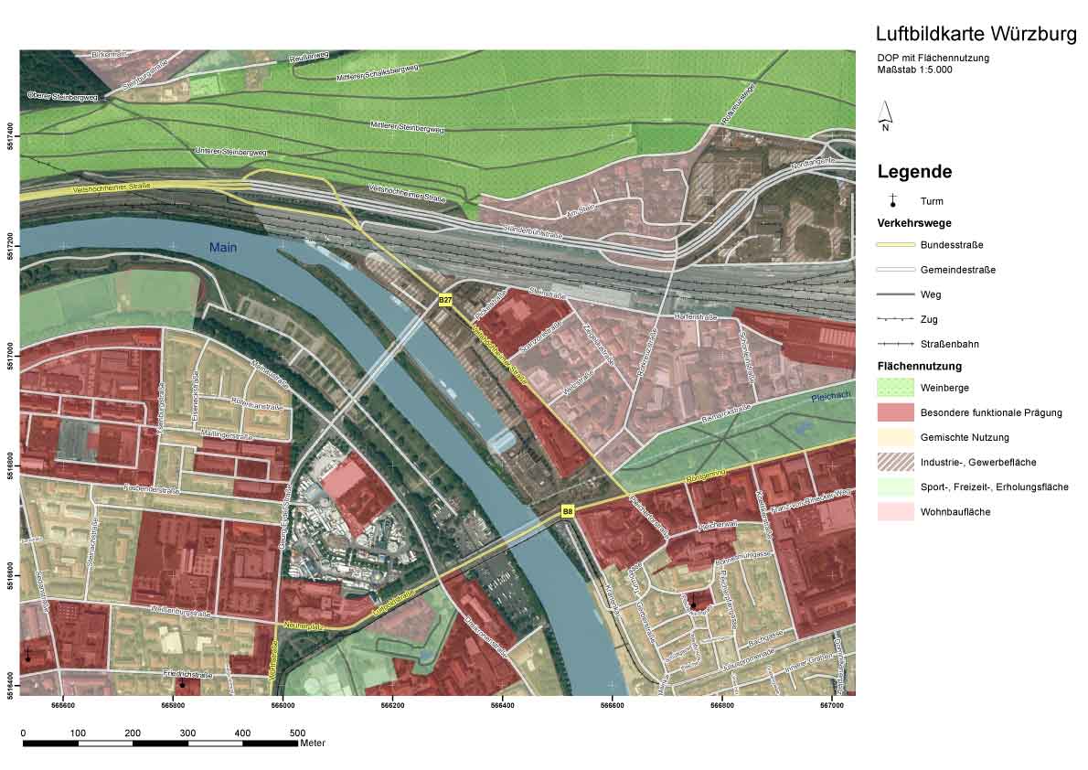 Luftbildkarte von Würzburg